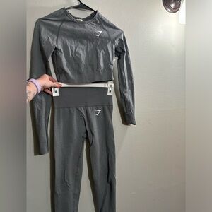 GYM SHARK matching gym set, light grey, butt enhancing, size XS